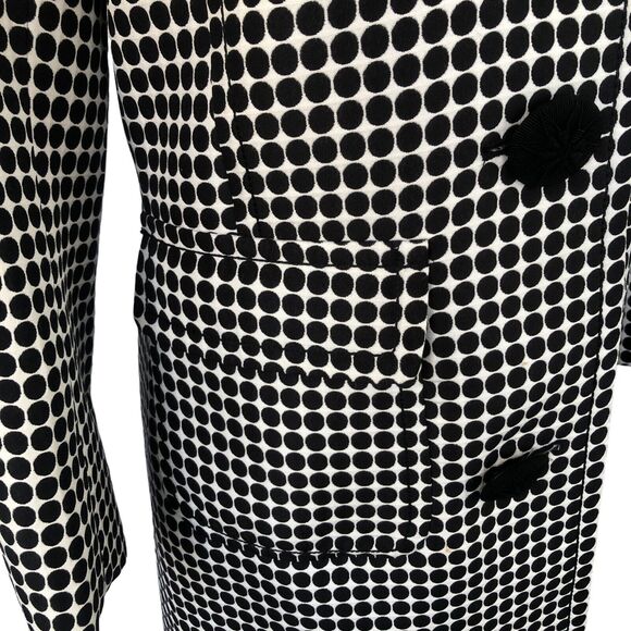 Max Edition Classic Black‎ And White Polka Dot Long Line Coat Jacket | Size 4 - Picture 4 of 15
